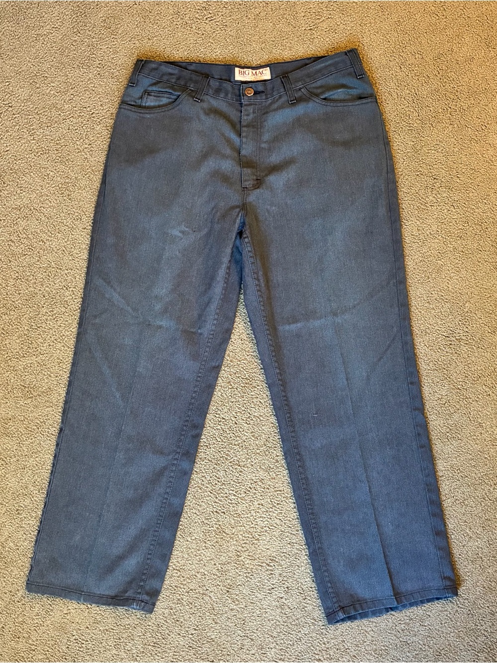Vintage 9/99 Work Pants Big Mac Pants Men's 34x28 USA Made Gray Work wear Jeans